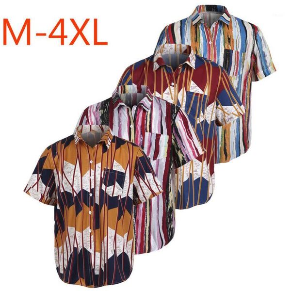 

2020 men's slim fit striped shirts male summer new fashion business leisure striped printing short-sleeved shirt blouse1, White;black