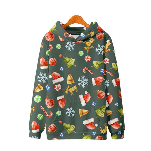 

womens christmas colorful hoodies couple autumn pullover loose sweatshirt ladies high street clothes, Black