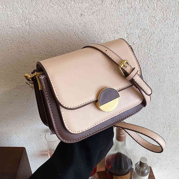 

2022 round lock personalized simple color matching small fresh fashion women's bag pu single shoulder messenger, Black;red