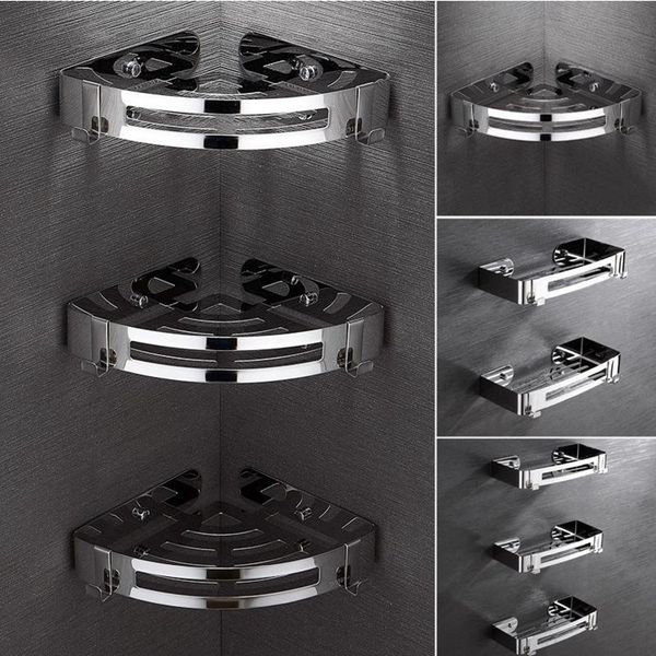 

bathroom accessories wall shelf kitchen organizer sucker wall mounted stainless steel storage corner shelf kitchen no punch hook