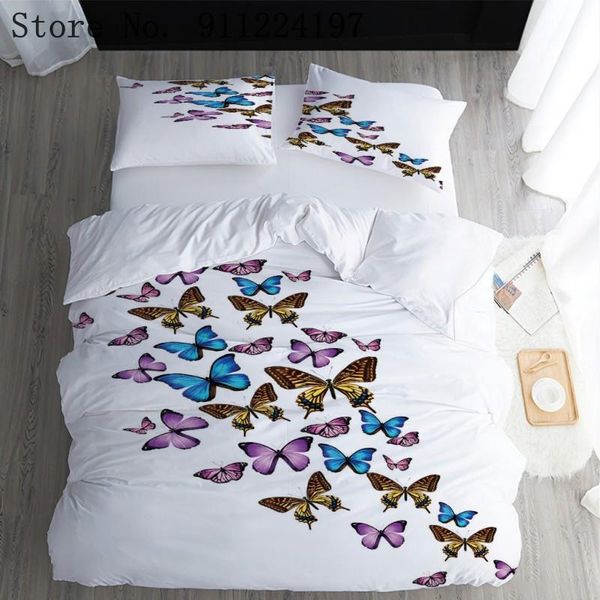 

bedding sets butterfly duvet cover 3pcs quilt twin/full /king 240x220 for girls solid color home textile microfiber set