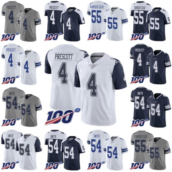 

dallas cowboys men #4 dak prescott 54 jaylon smith 55 leighton vander esch women youth limited rush 100th jersey, Black;red