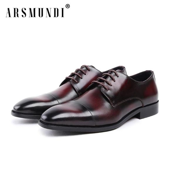 

men's derby shoes genuine leather cowhide leather round toe office style dress wedding business shoes 2020 new lace-up, Black