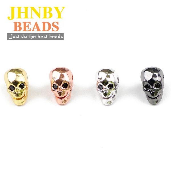 

jnby 4pcs skull covants crup spacer bears pave cz crystal clarms свободные бусины для ювелирных изделий браслет браслет, делая diy выводы wm, Bronze;silver