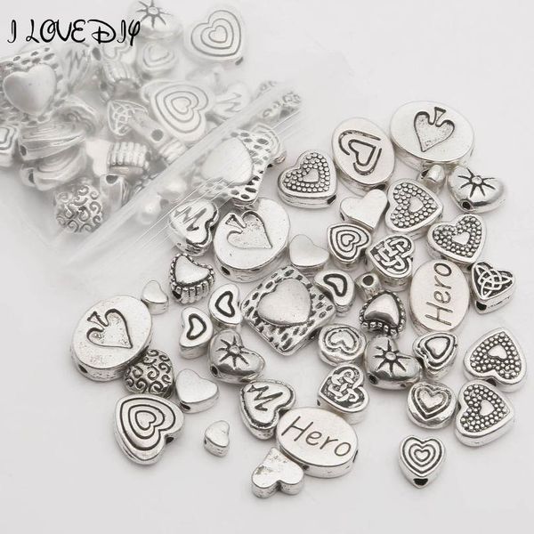 

mix size zinc alloy heart loose spacer metal beads charm for jewelry making bracelet necklace diy accessories needlewor jllvzm, Black