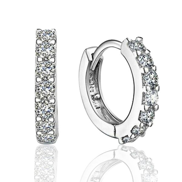 

925 sterling silver small hoop earrings with zircon fashion jewelry engagement gift for women good quality, Golden;silver