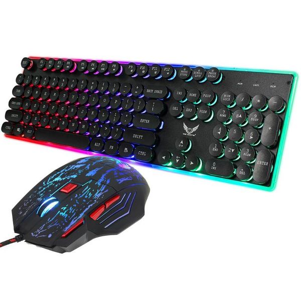 

keyboard wear-resistant multi-function gaming keyboard mouse set led backlight 7 buttons gaming mouse for pc laptop