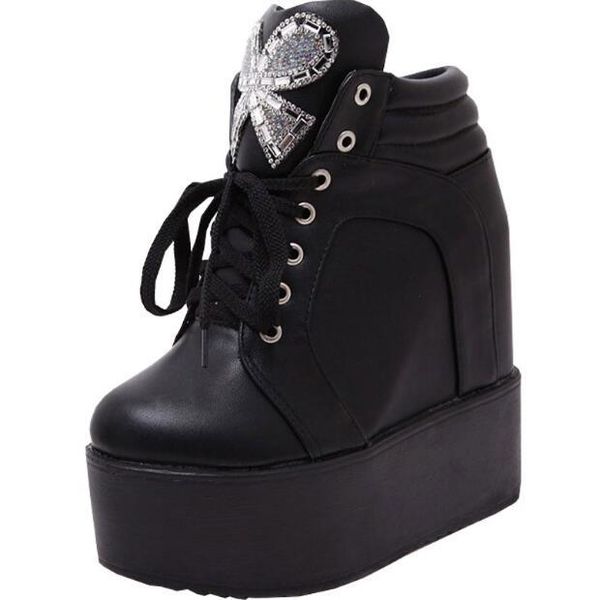 

2020 wedged ankle boots two-inch super-sweet high heels with thick feminine shoes s8ug, Black