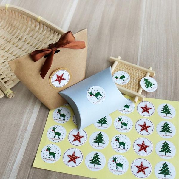 

120pcs christmas tree seal sticker merry christmas deer elk star paper stickers self adhesive paper label baking gift stickers