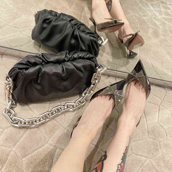 

luxury am transparent pvc sandals slingback pumps lady's fashion glass slippers women's crystal dress shoes high heels, Black