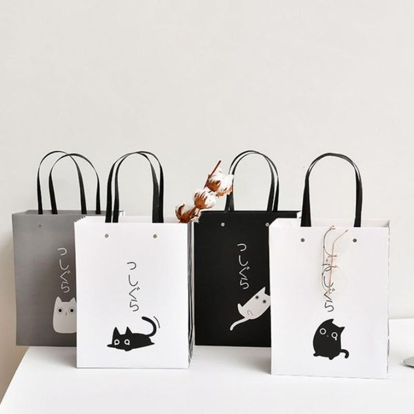 

5pcs nordic minimalist print wedding party gift bag paper candy presents bag packing with handles shopping