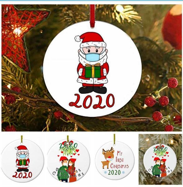 

6cm round christmas ornament elk santa claus family my first christmas xmas tree hanging pendant party decoration ljjp547g2gs