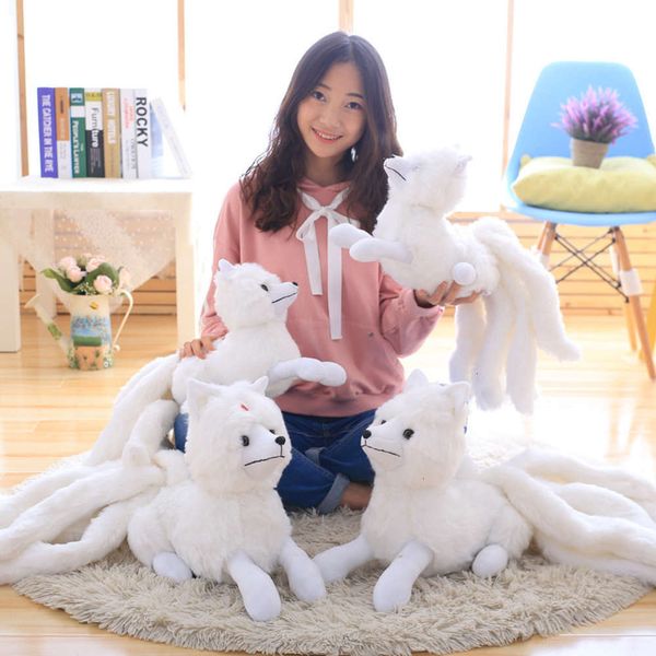 

nine pillow creative white fox simulation animal doll prent to girl