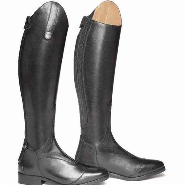 

high boots riding horse knee rider leather shoes equestrian long bootcut wide shaft medieval costume for women, Black