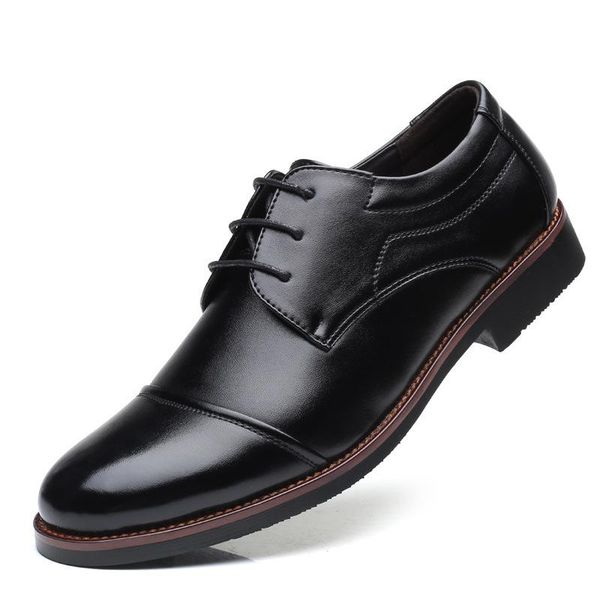 

mens dress shoes pu leather for man formal business work male men's oxford flats pointed toe big size 38-48, Black