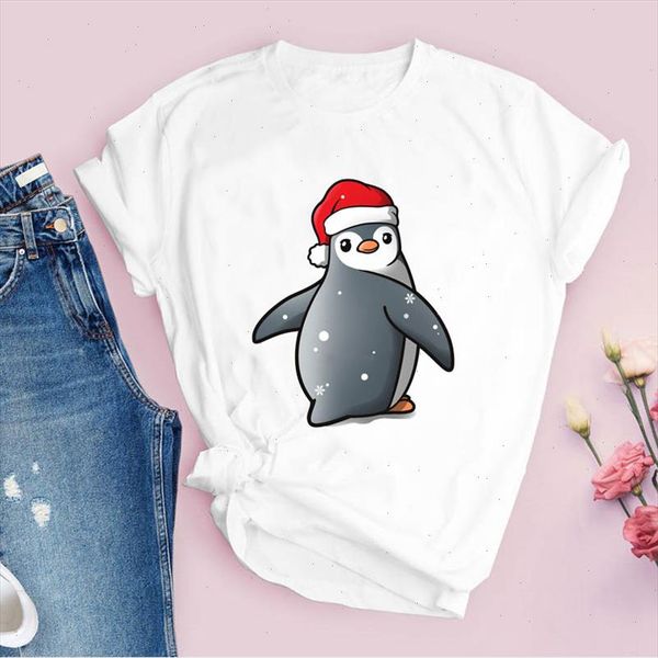 

tees for women print cartoon animal snow funny cute merry christmas ladies clothes lady clothing female t shirt t shirt, White