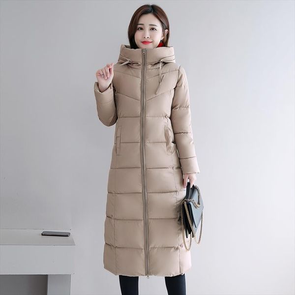 

plus size 4xl 5xl 6xl womens winter jackets hooded stand collar cotton padded female coat winter women long parka warm thicken, Black
