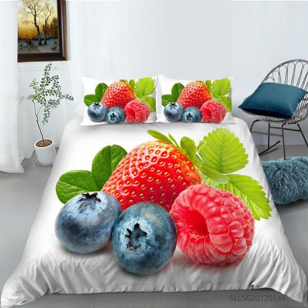 

bedding sets strawberries and blueberries printing set with pillowcases duvet cover twin full  king sizes