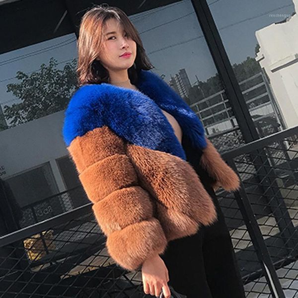 

savabien winter warm women long sleeve furry faux fur coat luxury short faux fur jacket vintage festival streetwear female1, Black
