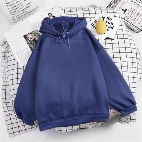 

40# solid color hoodie women long sleeve drawstring sweatshirt pullover with hoody autumn winter sweatshirts hoodies 201203, Black
