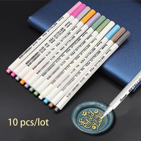 

10pcs/lot wax seal stamp mark pen decoration wax seal metal gold color pen metallic wax stamp markers vintage waxing color pens 1019