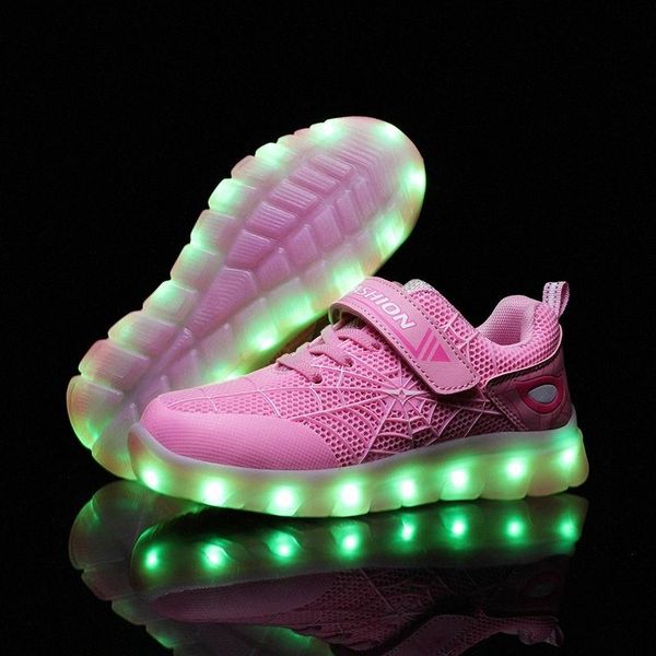 

green children shoes light led luminous shoes boys girls usb charging sport casual led kids glowing sneakers #9v0z