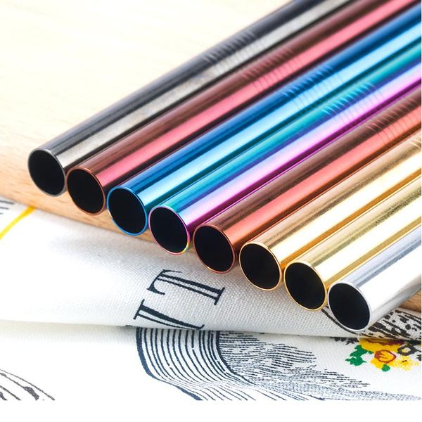 

reusable metal drinking straws 304 stainless steel sturdy bent straight drinks straw with cleaning brush bar party a bbyqqg