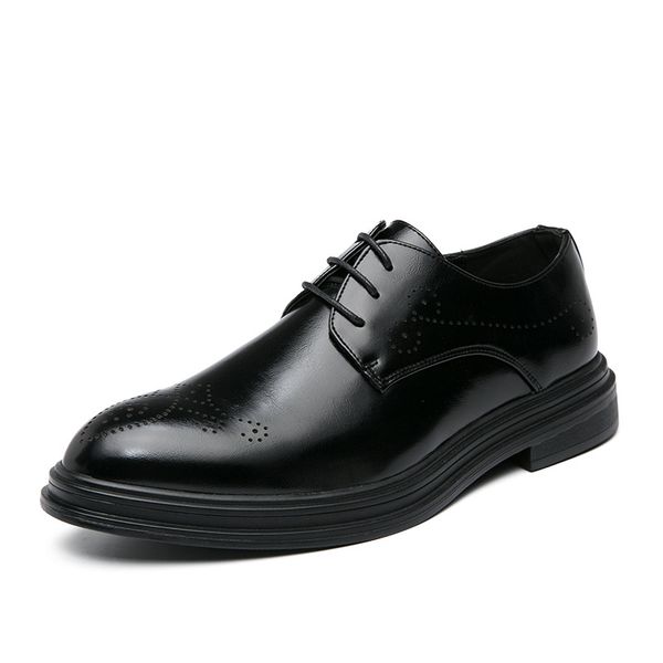 

2020 new cross-border 2020 autumn new mens business formal leather shoes casual british style korean style low-casual pumps mens, Black