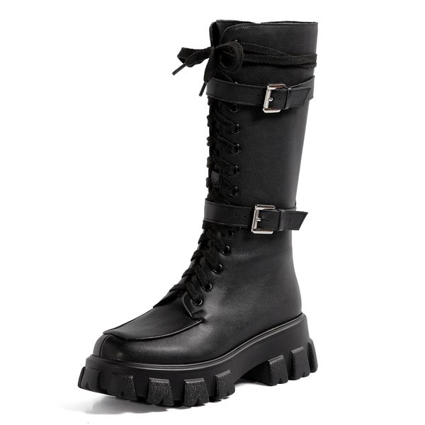 

women's mid-sized 2021 mid-tube platform rent boots up o9tl, Black
