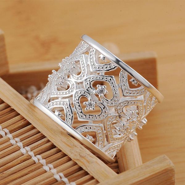 

factory wholesale silver color women nice gift round open hollow crystal rings jewelry wedding gift r106 h bbystp