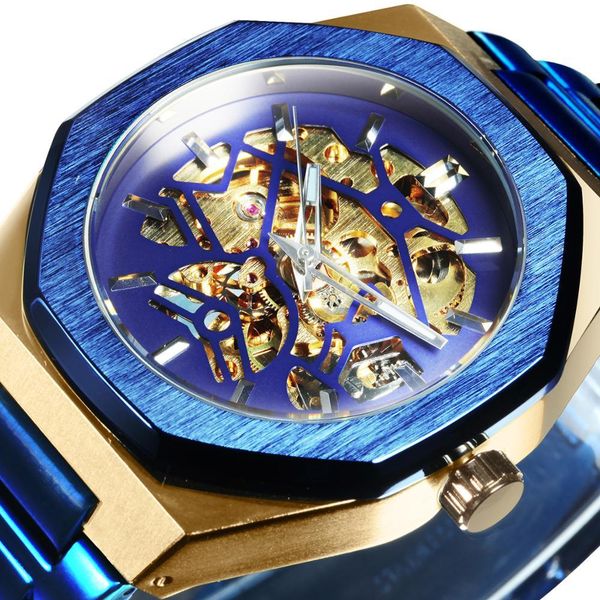 

winner official military automatic watch men brand luxury 3d skeleton mechanical watches metal strap chic relogio masculino 201113, Slivery;brown