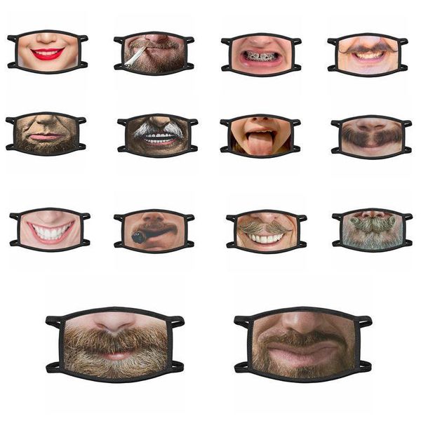 

3d funny human face respirator mask reusable fashion cotton dustproof washable expression adjustable printing mask masks dhf785 pxcow