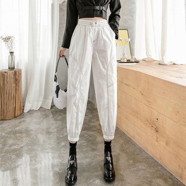 

high waist black&white sporty harem pants spring women streetwear loose casual beam feet pants female bottom ankle-length1
