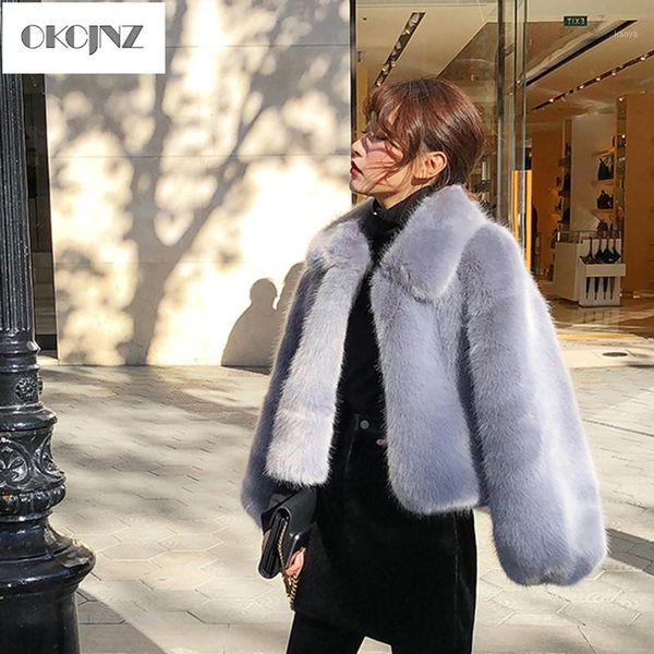 

autumn winter 2018 new imitation fur short outerwear women lapels casual fur fashion wild lapel slim female jacket yy0121, Black