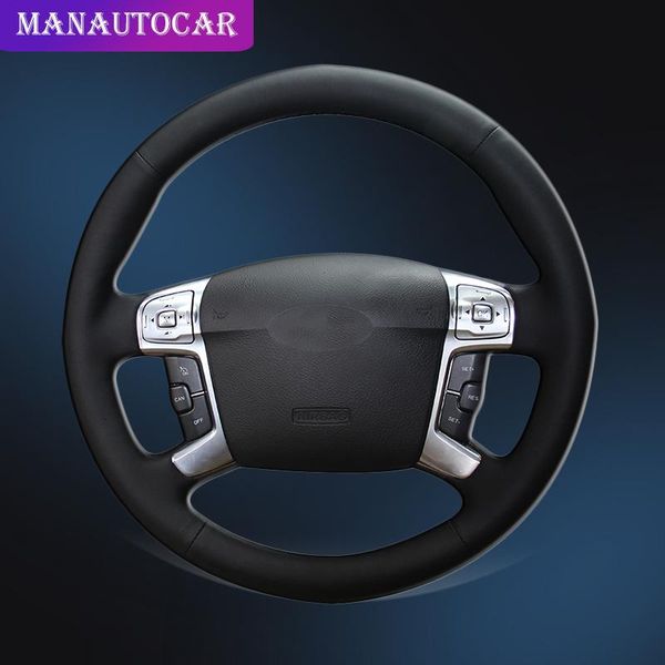 

car braid on the steering wheel cover for mondeo 4 2007-2012 s-max 2008 interior car-styling auto leather steering covers