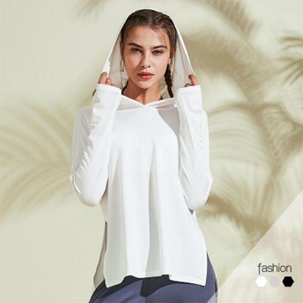 

yoga outfits salspor solid shirts women loose hooded breathable quick dry sports blouse running high elastics workout femme t shirts1, White;red