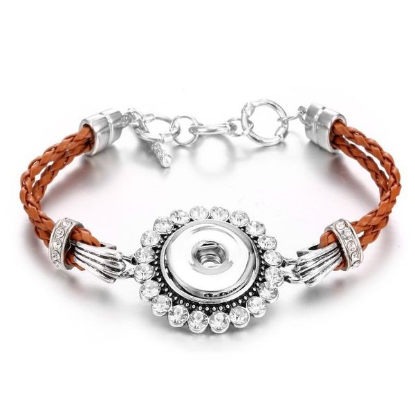 

design snap bracelet&bangles leather charms bracelets for women fit 18mm the bloomer snaps button bbyleo, Golden;silver