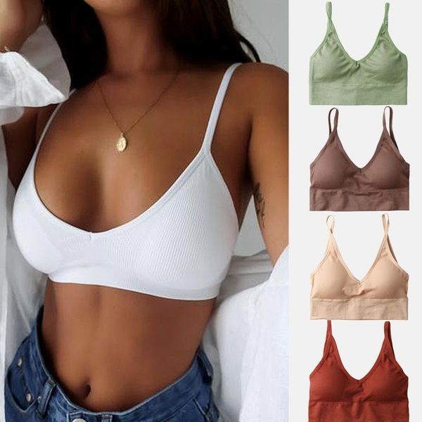 

camisoles & tanks women tank crop bra underwear seamless tube back hollow lingerie wire intimates with removable padded solid color, Black;white