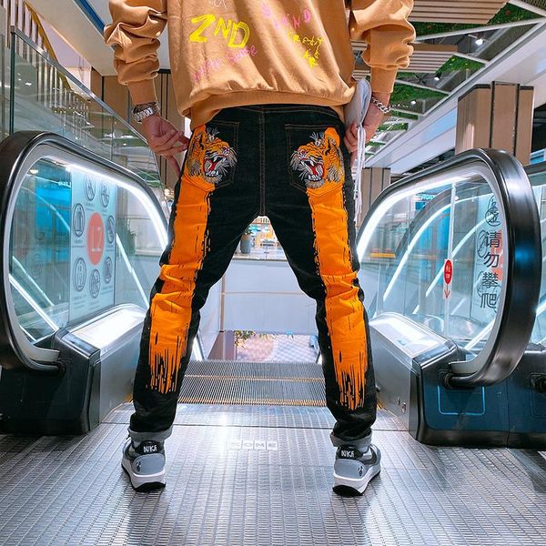 

wz10198 fashion men's jeans 2020 runway european design party style men's clothing, Blue