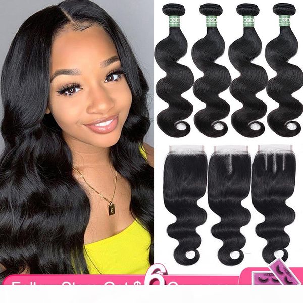 

brazilian body wave bundles with closure 30 inch remy human hair extensions double weft medium brown swiss lace, Black;brown