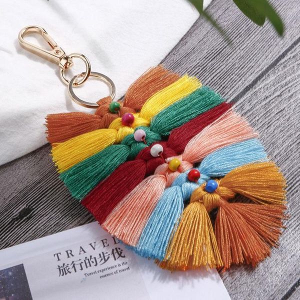 

1pc new style bohemia leaf tassel fringed diy jewelry garments bag decorative accessories key chain pendant craft cotton tassels h jllfys