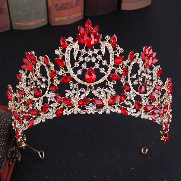 

2021 new vintage baroque bridal tiaras accessories prom headwear stunning sheer crystals wedding tiaras and crowns 1912, Slivery;golden