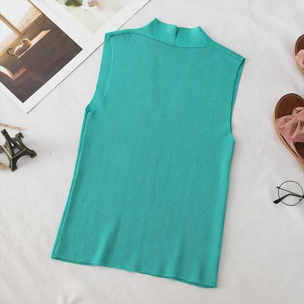 

everyday clothing women v neck knitted cropped tank female bodycon tanks sleeveless basic solid t shirts tees camisole, White