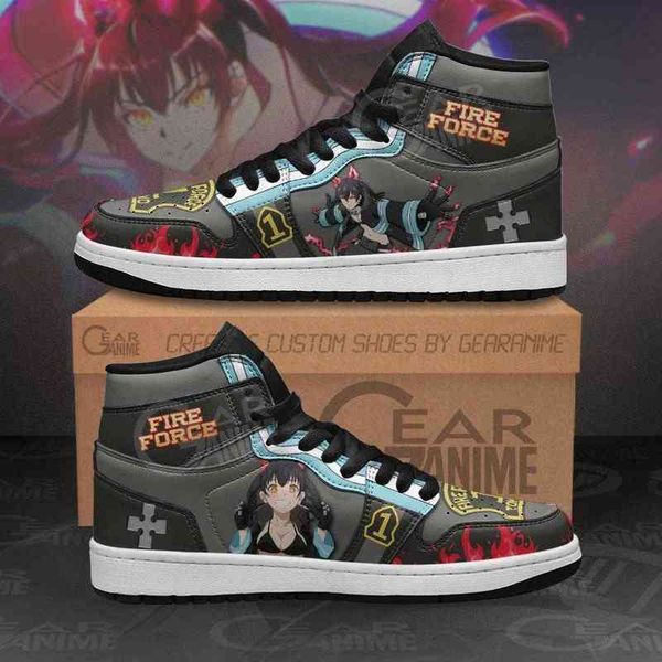 

fire force tamaki kotatsu sneakers custom anime sho, Black