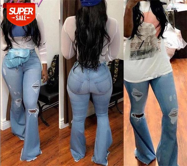 

adogirl casual distressed flair jeans women autumn slim high waist stretch holes denim wide leg pants trousers streetwear jeans #hy6n, Black;white