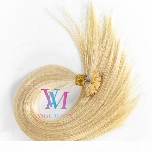 

single drawn #60 #613 blonde european flat-tip straight pre-bonded virgin remy keratin fusion human hair extensions 2g*50 stand 100g, Black