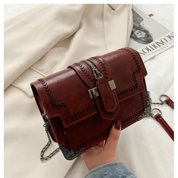 

small fashion messenger bag for women retro square design crossbody bag female pu leather daily flap shoulder handbags purse
