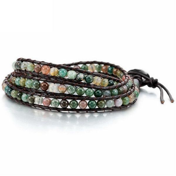 

многослойный кожаный браслет из бисера регулируемые манжеты из бисера веревка украшения подарки x6he, Black