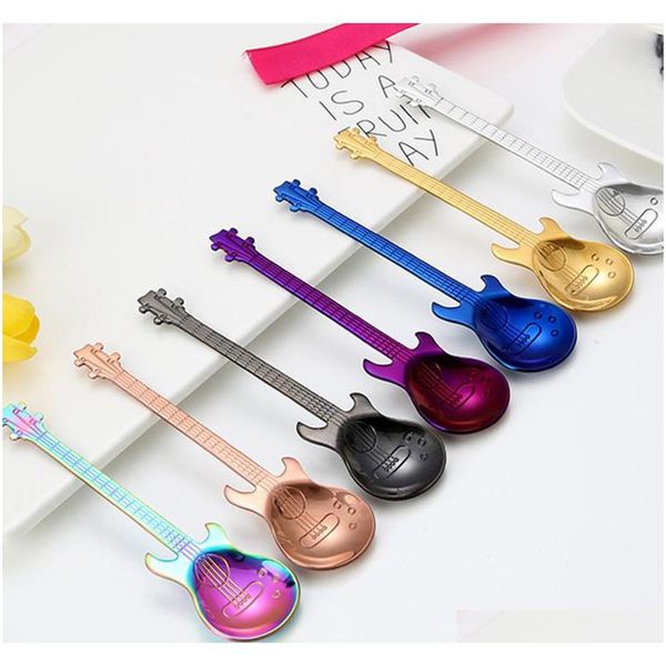 

stainless steel guitar bass spoon musical instruments coffee mixing spoons home kitchen dining flatware stir qylrbm my_home2010