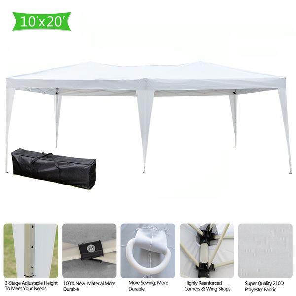 

10x20ft outdoor camping waterproof folding gazebo 3x6m pop up wedding party tent beach canopy with carry bag us stock